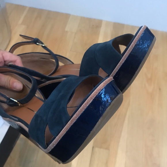 DOLCE VITA Paiva Navy Suede Wedge Heels - Picture 7 of 16